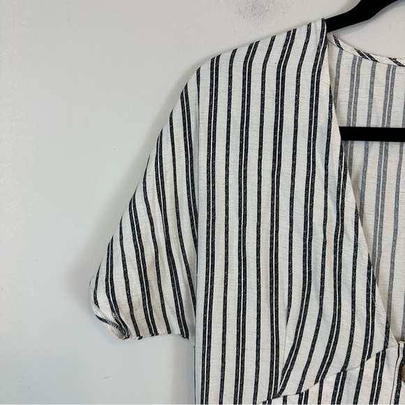 ASOS | White Striped Plunge V-Neck Button Front Mini Dress Size 6 - Picture 4 of 8